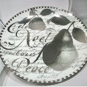 Restoration Hardware Holiday Plates Set Of 4 Celebrate Noel Peace Silver Trim